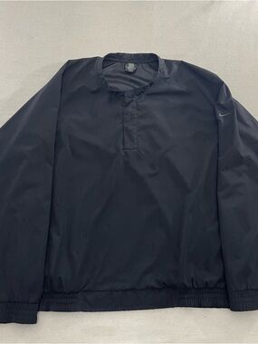 Vintage 90s Nike Golf Black Basic Windbreaker Jacket 1/4 Button Snap Up Large